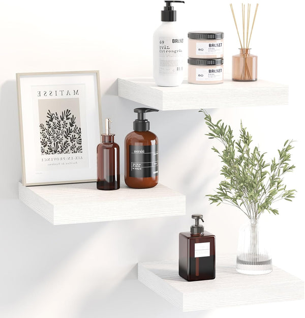 Fixwal 8inch Floating Shelves for Wall, Small White Shelves Wall Mounted Shelf