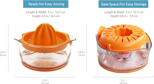 Citrus Squeezer - Manual Orange Juicer with Measuring Cup and Strainer, Dishwasher Safe, Gift for Women - 8OZ (Orange)