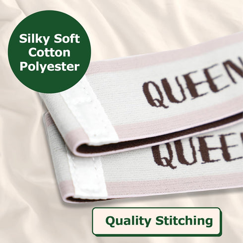 ECOHomes Bed Sheet Organizer and Storage - Cream Elastic Bedding Band Labels for Linen Closet (Queen 4PCs Pack)
