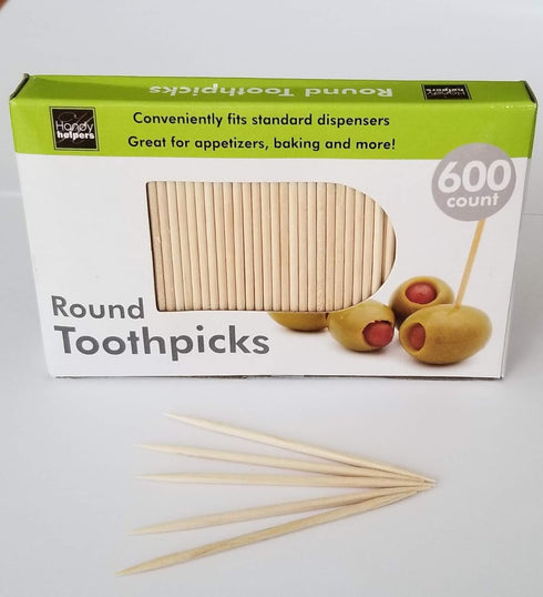 600-Count Round 2.5" Long Wooden Toothpicks - Great for Appetizers, Baking and more! (1-pack (600 pcs))