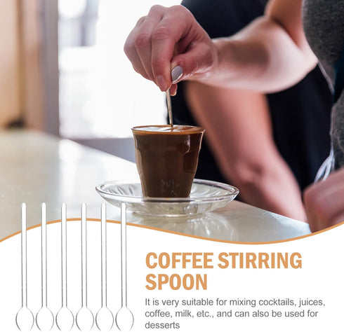 DOITOOL 6Pcs Clear Glass Espresso Spoons, 5.58 Inch Teaspoons for Coffee Mixing at Home Bar Party