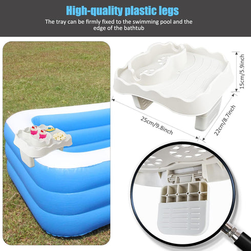 MININAI 2 Hot Tub Side Table Tray with Cup Holders, Foldable Drink Holder and Snacks Tray Outdoor Hot Tub Accessories