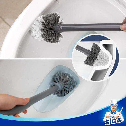 MR.SIGA Toilet Bowl Brush and Holder, Premium Quality with Solid Handle and Durable Bristles for Bathroom Cleaning