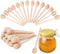 CJFocus 100 PCS Wooden Honey Sticks Dipper 6 Inch, Mini Honeycomb Honey Stirrer