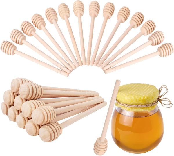 CJFocus 50 PCS Wooden Honey Sticks Dipper 6 Inch, Mini Honeycomb Honey Stirrer