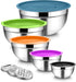 TeamFar Mixing Bowls with Lids, 5PCS Stainless Steel Salad Bowls with 3 Grater Attachments for Cooking and Serving