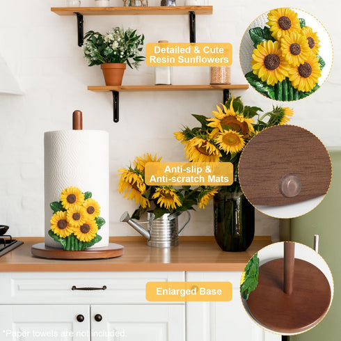 Countertop Country Counter Sunflower Paper Towel Holder Sunflower Kitchen Decor Accessories Gift for Women Yellow Cute