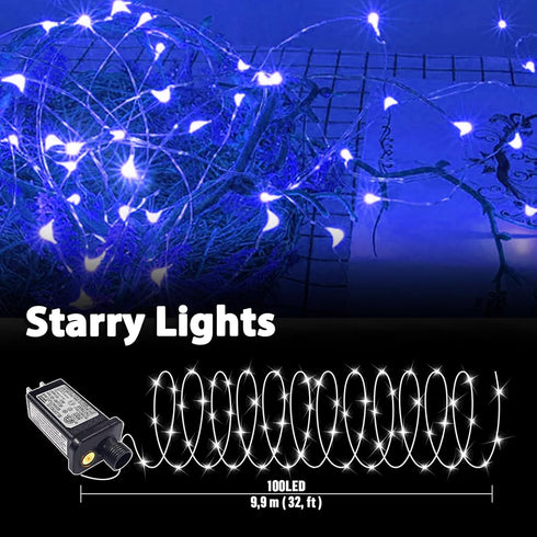 33Ft 100 LAMPHOME Fairy Lights Plug in, LEDs Waterproof Twinkle Firefly Lights, Adaptor Included, Starry String Lights