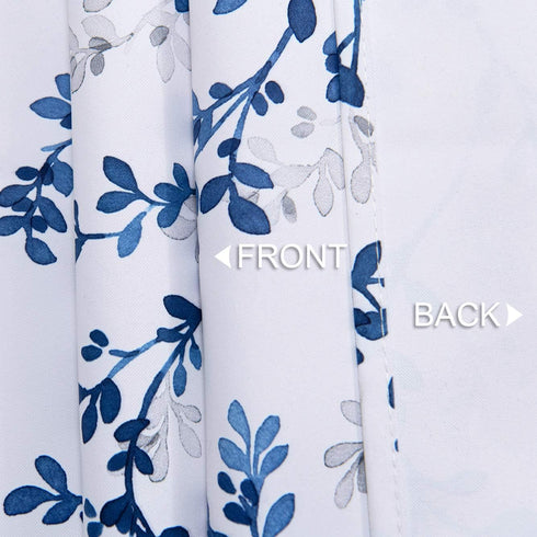 Navy Blue Valance for Windows with Watercolor Botanical Flowers, Rod Pocket Window Treatments 52" x 14" for Kitchen