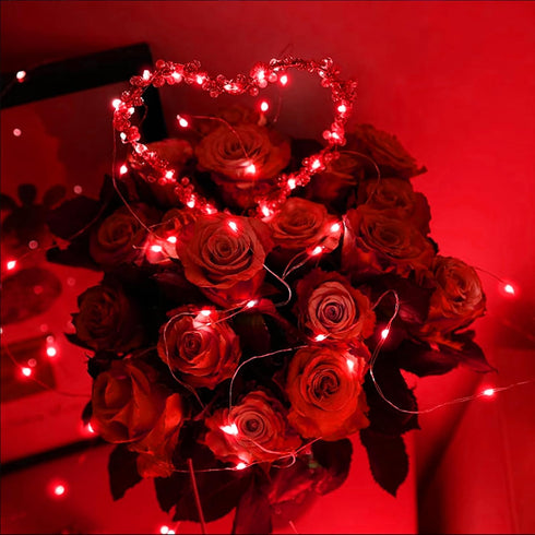 6 Pack 7 20 LAMPHOME Red Valentine's Fairy Lights Battery Operated (Included), ft LED Mini String Lights, Waterproof