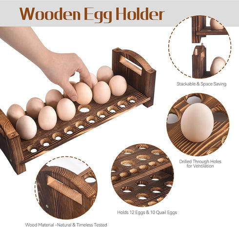 3 Countertop 36 3 Wooden Egg Holder Layer Fresh Egg Rack Holders Stackable Quail Egg Sorter Storage Trays Organizer