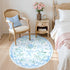 4ft Collive Blue Bow Round Rugs for Girls, Floral Washable Circle Rug for Bedroom, Cute Ultra-Thin Non Slip Indoor