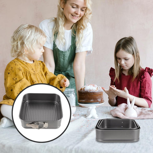 ULTNICE 3PC Non Stick Baking Pan Set, Deep Baking Pans for Cake, Loaf, Square, Muffin Molds Baking Supplies
