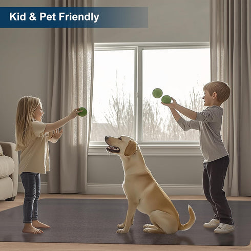 4'6' Area Mat for Hard Floors, Semi-Clear Black Vinyl Floor Protector for Under Dining Table, Waterproof Non-Slip