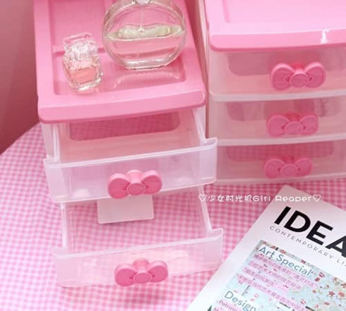 PEXIZUAN Kawaii Desk Organizer, Makeup Organizer, Room Accessories, 3 Layers