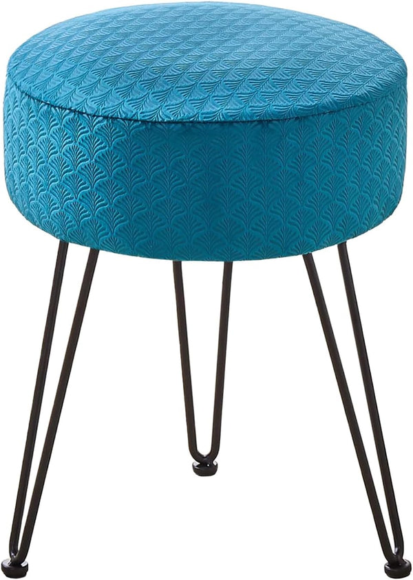 WROCFURSTAR Velvet Ottoman,Vanity Stool,Dressing Table Seat with Metal Leg Vanity Chair for Bedroom,