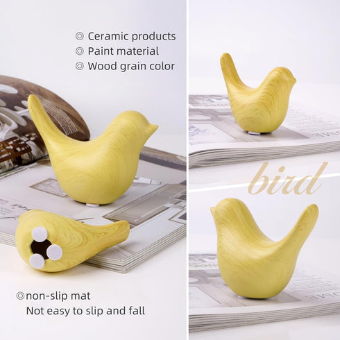 2 Pcs Ceramic Small Bird Figurines Modern Animal Statues for Home Room Decor and Bedroom Decor and Bookshelf Display