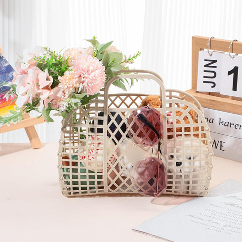 8 Tatuo Pcs Jelly Bags Bulk Jelly Purse Plastic Basket Party Favor Beach Handbags Easter Egg Basket for Women Girls