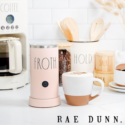 Rae Dunn Electric Milk Frother Steamer, Automatic Milk Steamer and Frother for Coffee, 550 Watt - Blush