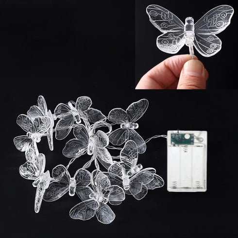 Dragonfly String Lights, 10 Feet 20 LED Retro Style Copper Wire Fairy Lights for Garden Wedding Party Holiday Decoration