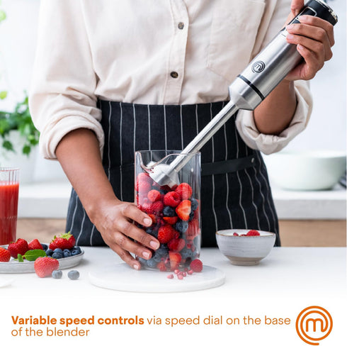 MasterChef Immersion Blender Handheld, Stainless Steel Blending Stick Emulsifier, 400W Motor for Baby Food, Soup, Sauces