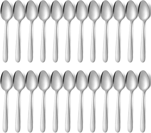 Pleafind 24-Pcs Silver Dinner Spoons Set, 7.4 Inch Stainless Steel Silverware for Home, Kitchen, Restaurant, Dishwasher