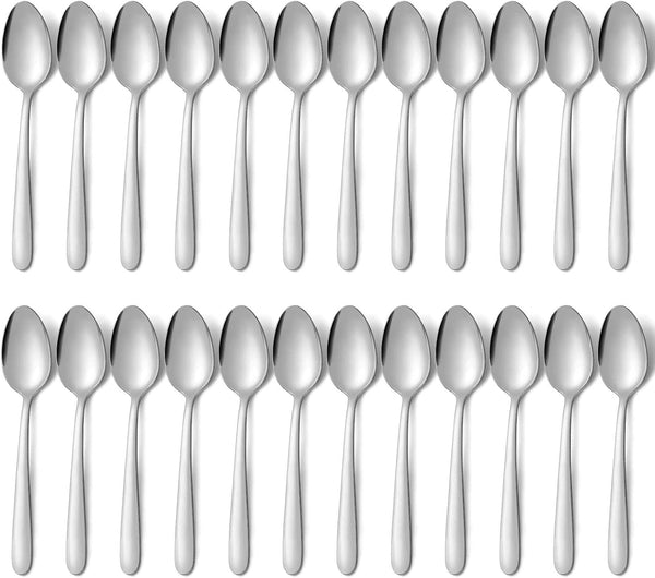 Pleafind 24-Pcs Silver Dinner Spoons Set, 7.4 Inch Stainless Steel Silverware for Home, Kitchen, Restaurant, Dishwasher