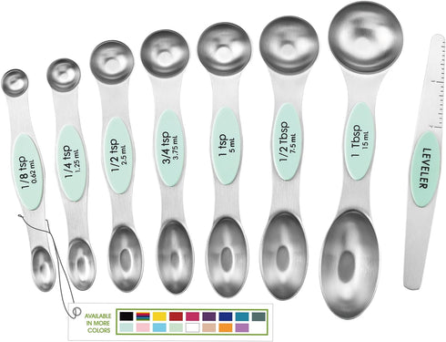 Spring Chef Stainless Steel Magnetic Measuring Spoons Set - 8 Nesting Metal Teaspoon & Tablespoon Kitchen Gadgets in