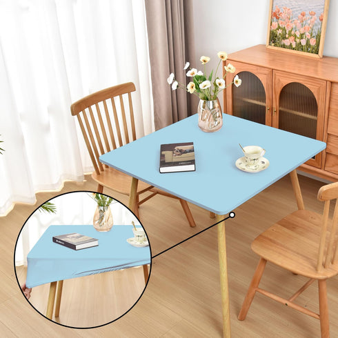 Baby Blue Fitted Tablecloth with Elastic for 34x34 inch Square Folding Tables