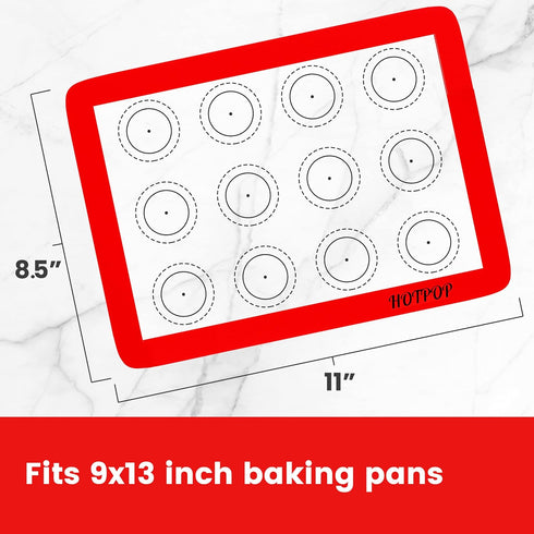 HOTPOP Silicone Baking Mats, Non-Stick Sheets for Bake Pans and Rolling, Macaron/Pastry/Cookie Making