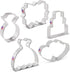 Ann Clark Wedding Cookie Cutters 5-Pc Set Made in the USA - Square Plaque, Wedding Cake, Dress, Diamond Ring, Double