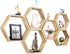 NOVIMANGO Hexagonal Floating Shelves Wall Mounted Set of 6 Wooden Hexagon Shelves
