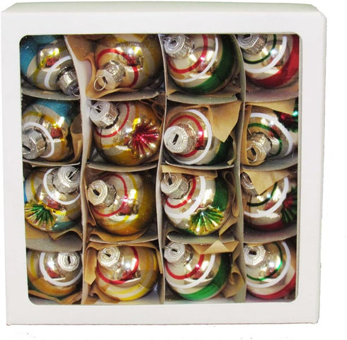 Kurt Adler 30mm Solid and Reflector Glass Ball Ornament Set - 16 Piece