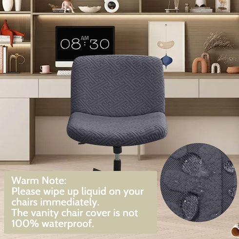 Armless Chair(1PC,Dark Criss Cross Chair Cover Water Resistant Jacquard Vanity Chair Cover Elastic Mid Back Wide Seat