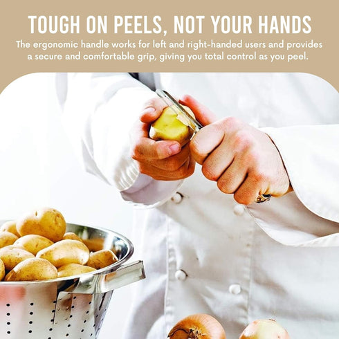 Linden Sweden Soft Grip Peeler - Gray | Rust Resistant Vegetable Peeler with Ergonomic Handle | 9"L x 2.5"W | 6.5”