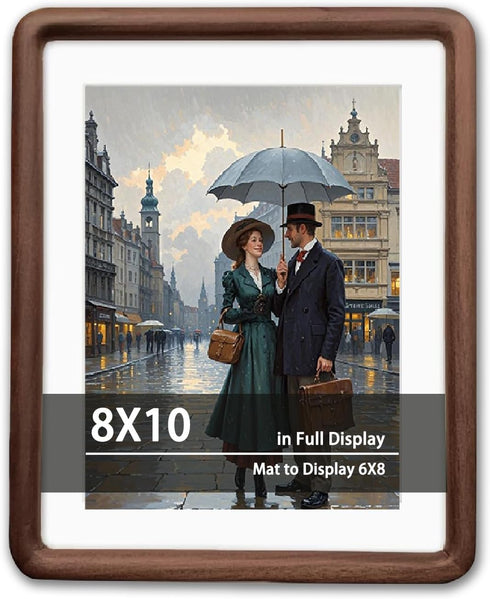 RRQKMBO 8x10 Natural Dark Walnut Solid Wood Picture Frames, Hand Make Crafted Original