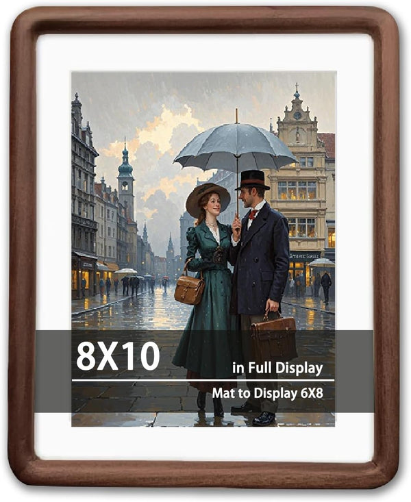 RRQKMBO 8x10 Natural Dark Walnut Solid Wood Picture Frames, Hand Make Crafted Original