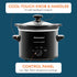 Elite Gourmet MST239X Electric Round Slow Cooker, 2 Quart, Adjustable Temp, Black, Dishwasher Safe Glass Lid