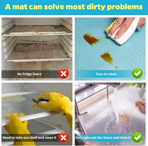 Bloss Fridge Liners, Easy to Clean Refrigerator Shelf Liners, Non-Slip Mats for Shelves, Cabinet, Drawers, Cupboard