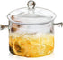 Jucoan 1.5L Glass Saucepan with Cover, Heat Resistant Stovetop Cooking Pot for Pasta, Soup, Milk, Baby Food