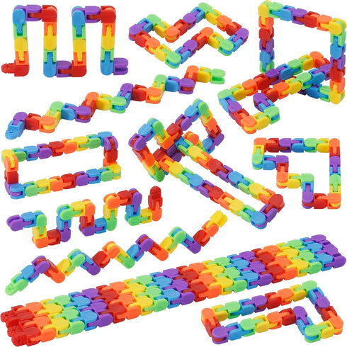 30 Pack Rainbow Wacky Track Toys Snap and Click Fidgets Toys -