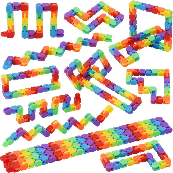 30 Pack Rainbow Wacky Track Toys Snap and Click Fidgets Toys -