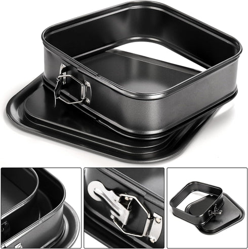 SOUJOY Set of 2 Springform Cake Pan, Non-stick Square Cheesecake Pan with Removable Bottom
