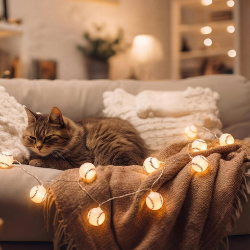Bencailor Baseball LED String Lights Battery Operated Light up Mini Baseball Lights for Sport Party Bedroom Decorations
