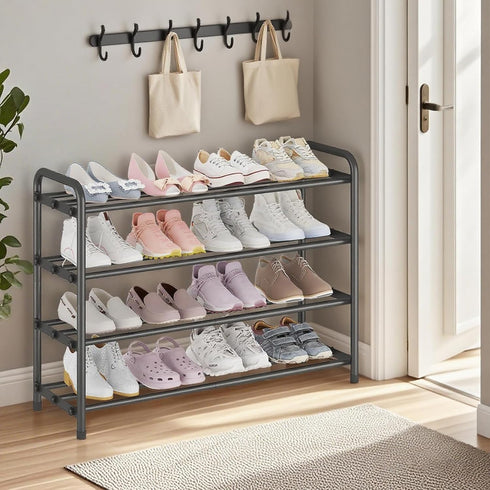 Aniston 17.6"-32" 4 Closet, Expandable Shoe Rack, Adjustable Small Shoe Rack, Tier Metal Shoe Shelf for for Entryway