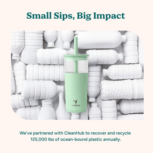 20 oz 12 REDUCE Aspen Vacuum Insulated Glass Tumbler with Lid & Extra Wide Straw - Keeps Drinks Cold for Hrs - Ideal