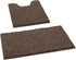 HOMEIDEAS Bathroom Rugs Set - 2 Pieces Ultra Soft Non Slip Absorbent Chenille Bath Mat Set (Brown)