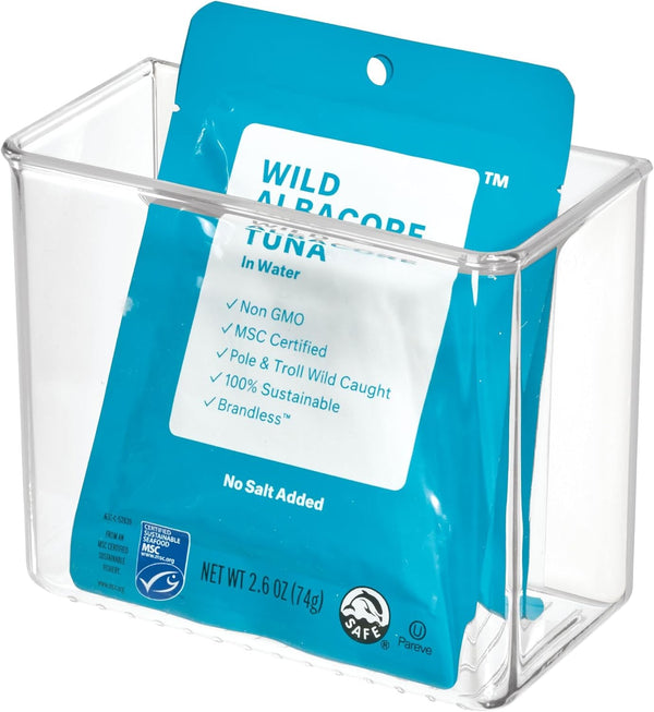 iDesign AFFIXX Plastic Wall Mount Organizer, Clear, 3" x 6" x 5" for Kitchen, Bathroom, Office