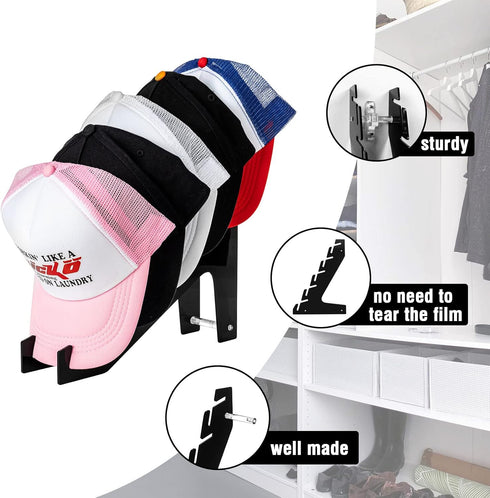 HAYVAN Hat Racks for Baseball Caps Set of 2 - Wall Mount or Stand Up, Acrylic Display and Storage for Up to 10 Caps