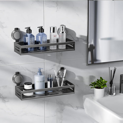 BREIS Shower Caddy Suction Cup, No Drill Shower Shelves, Rustproof Suction Showers Organizer, Large Capacity Bathroom